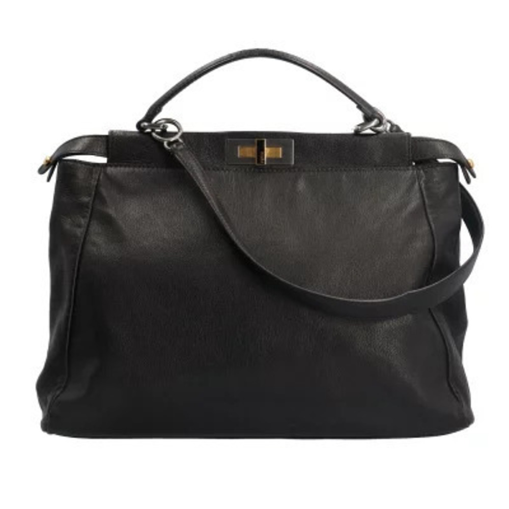 Fendi Peekaboo Shoulder Bag Leather Black